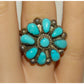 Navajo Blue Royston Turquoise Cluster Ring Sz 7 Sterling Silver M. Apachito