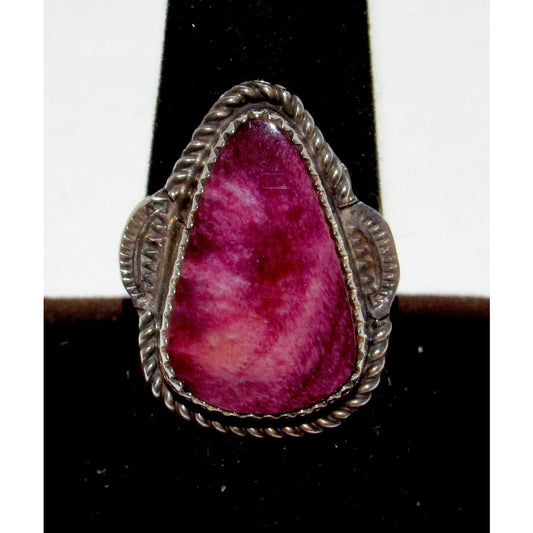 Navajo Purple Spiny Ring Size 8 Sterling Silver Native American Signed