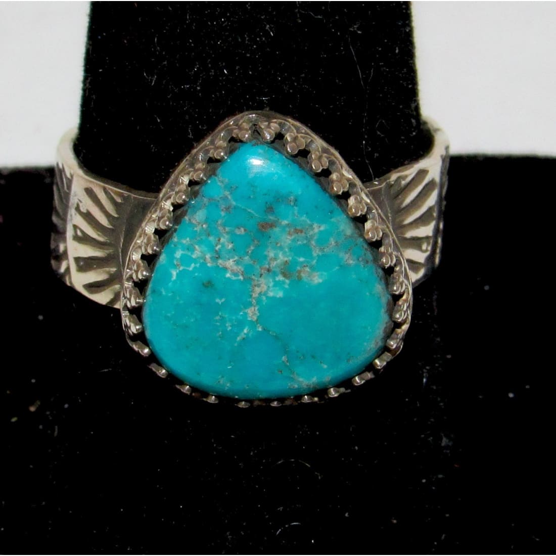 Navajo Kingman Turquoise Ring Sz 10 Sterling Silver Signed