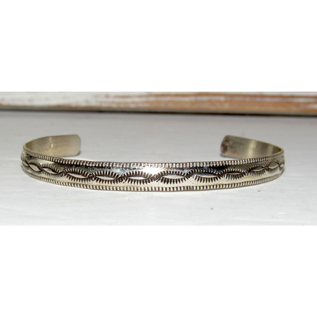 Navajo Sterling Silver Ingot Hand Stamped Stacker Cuff Bracelet Rob Cadman