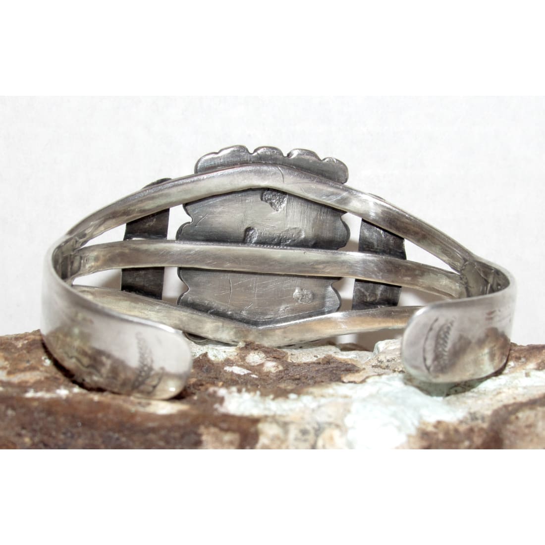Vintage Navajo Petrified Wood Cuff Bracelet Sterling Silver Native American