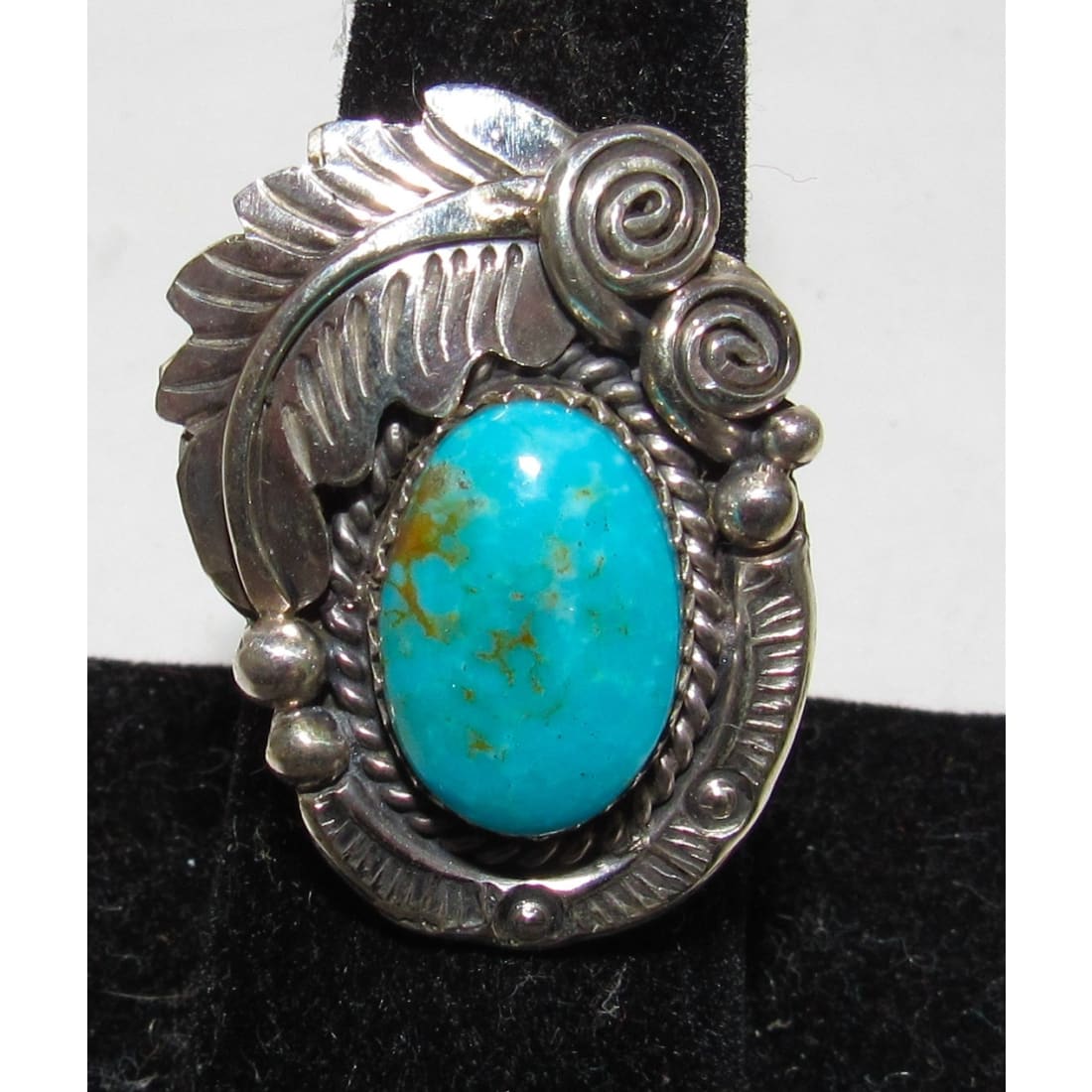 Navajo Blue Royston Turquoise Ring Size 7 Sterling Silver Signed