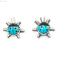 Navajo Lady Bug Inlay Post Earrings Turquoise Jet A. McCabe