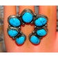 Navajo Turquoise Naja ring size 8 showcasing vibrant Kingman turquoise on a stunning sterling silver design.