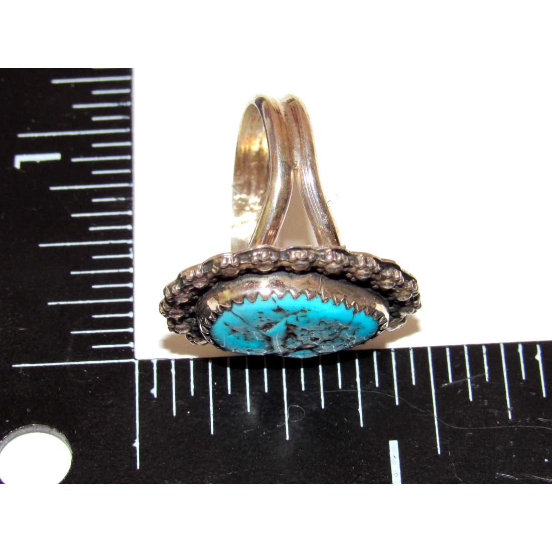 Navajo Kingman Turquoise Statement Ring Sz 7 Sterling Silver Signed Native
