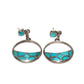 Old Pawn Zuni Turquoise Fish Scale Inlay Dangle Earrings Sterling Silver