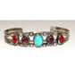 Navajo Cuff Bracelet Turquoise Purple Spiny Red Spiny Sterling Silver Stacker