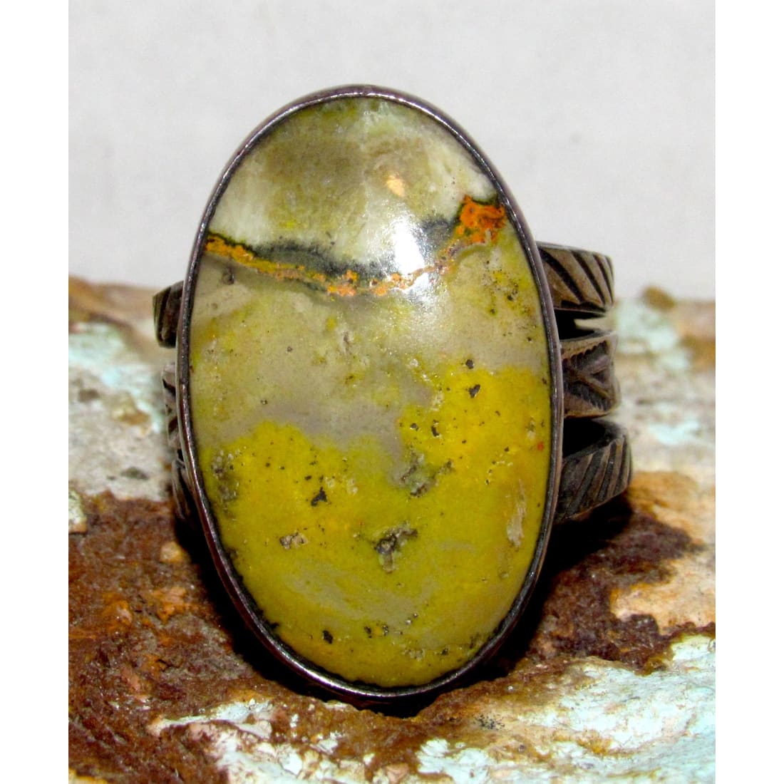 Native America Bumblebee Jasper Ring Sz 9 Jacob Troncosa Sterling Silver