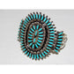 Navajo turquoise cluster cuff bracelet with stunning Sleeping Beauty turquoise and intricate silver design.