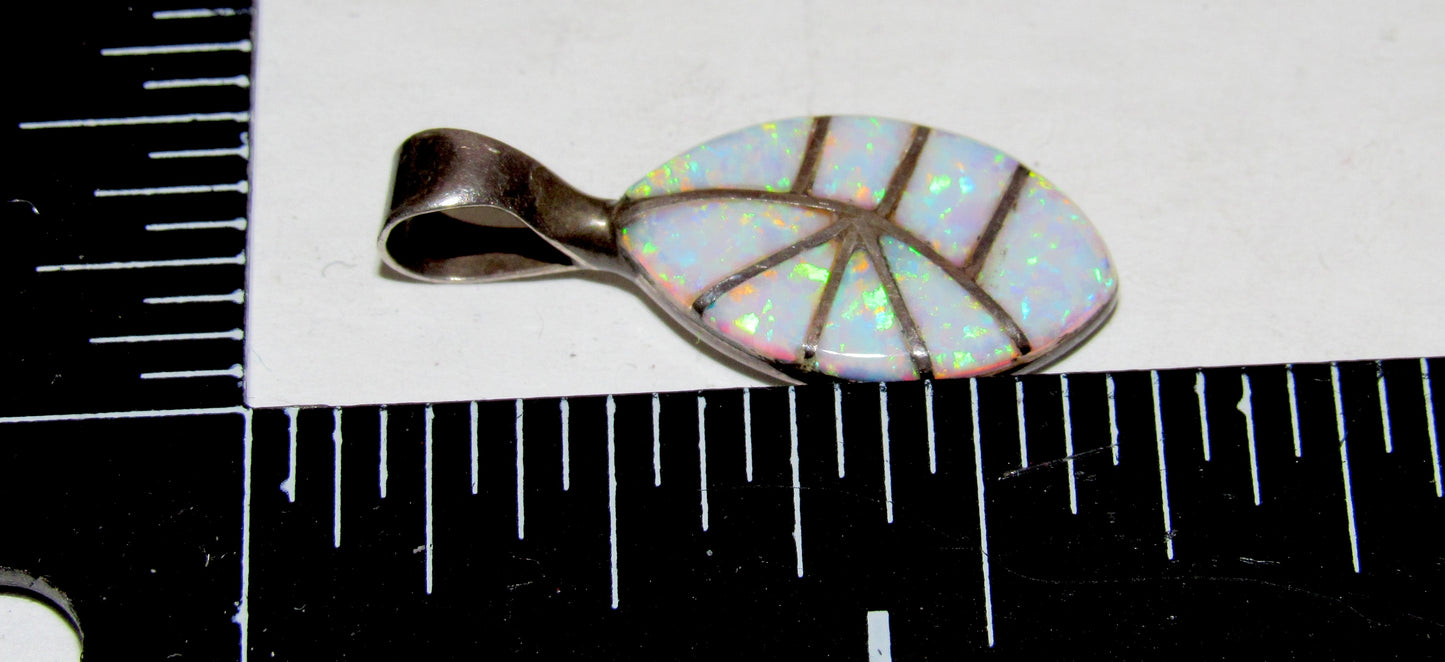 Vintage Navajo Opal Inlay Pendant Sterling Silver Signed