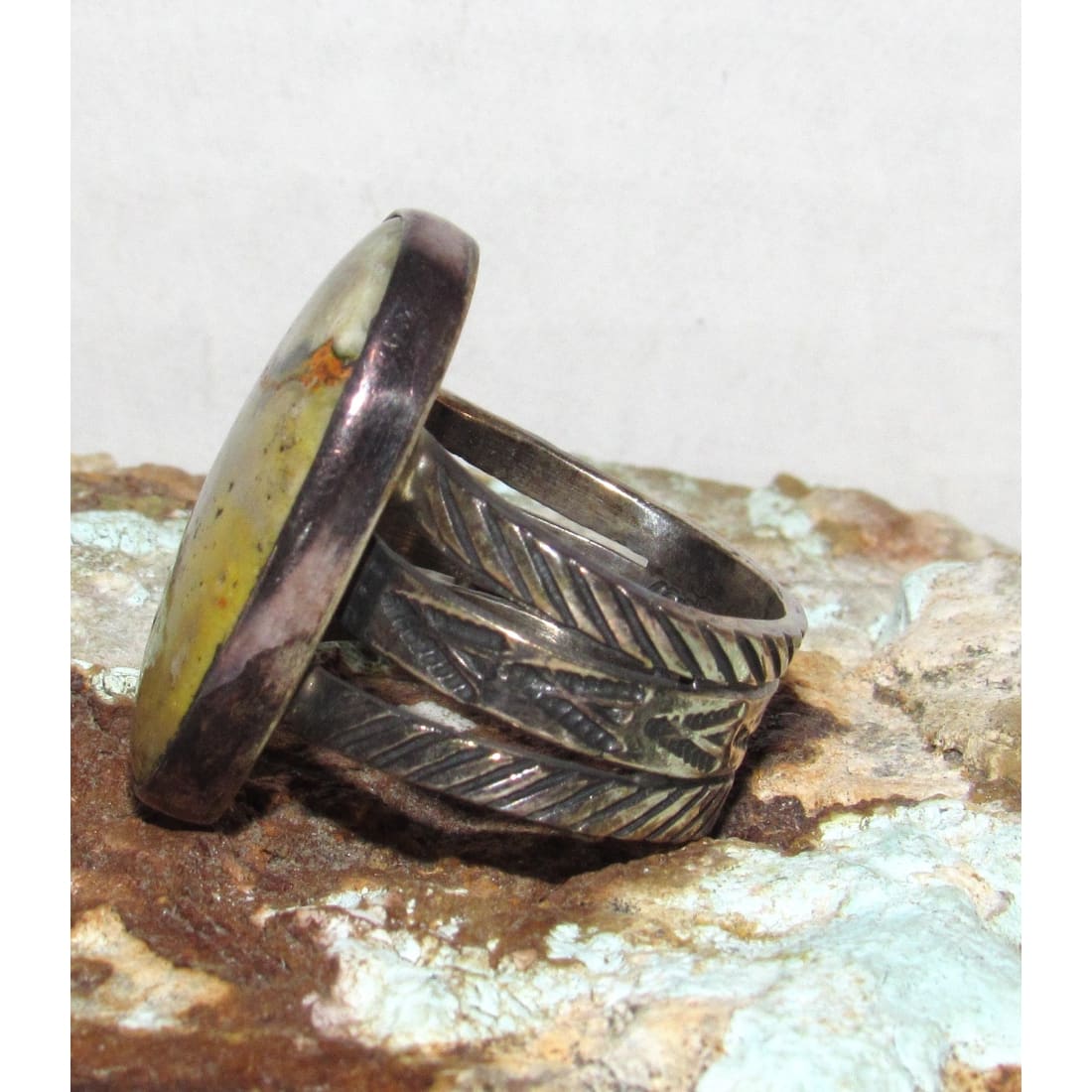 Native America Bumblebee Jasper Ring Sz 9 Jacob Troncosa Sterling Silver