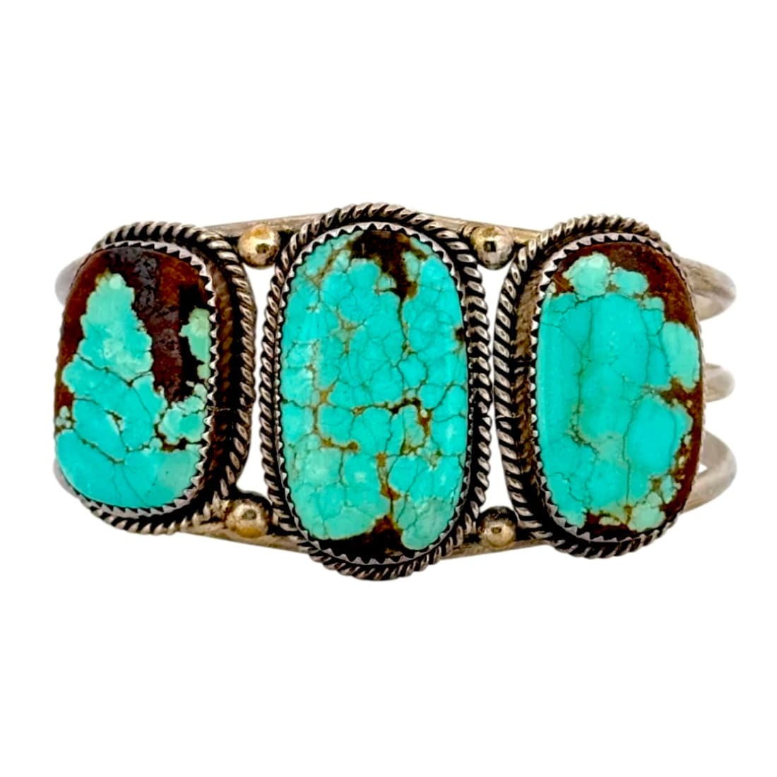 Vintage Navajo Royston Turquoise Statement Cuff Bracelet Sterling Silver
