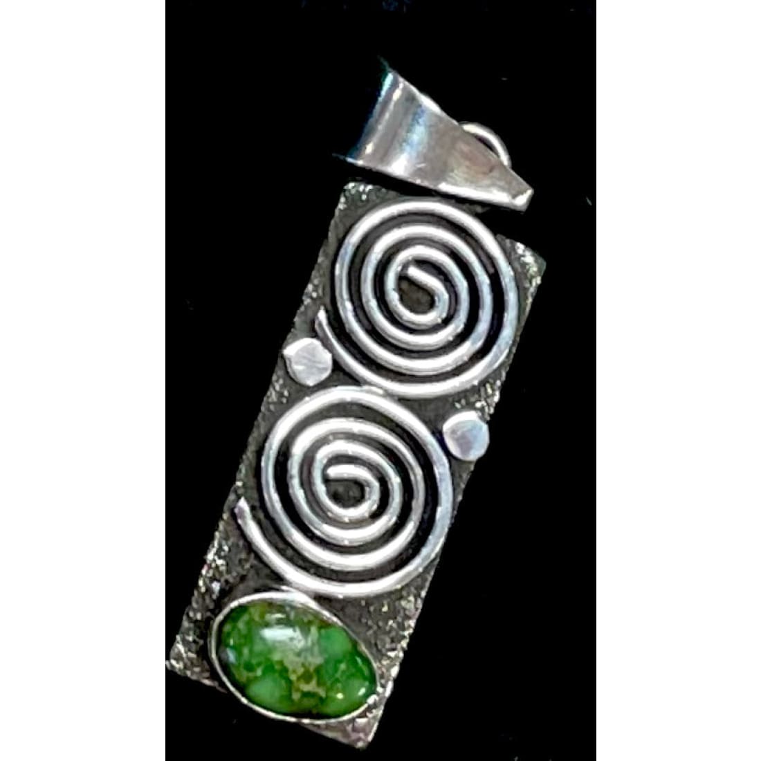 Navajo Alex Sanchez Petroglyph Pendant Sterling Silver Turquoise