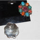 Vintage Navajo Turquoise Purple Orange Spiny Cluster Earrings Sterling Silver