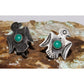 Old Pawn Navajo Thunderbird Scewback Earrings Sterling Silver Turquoise