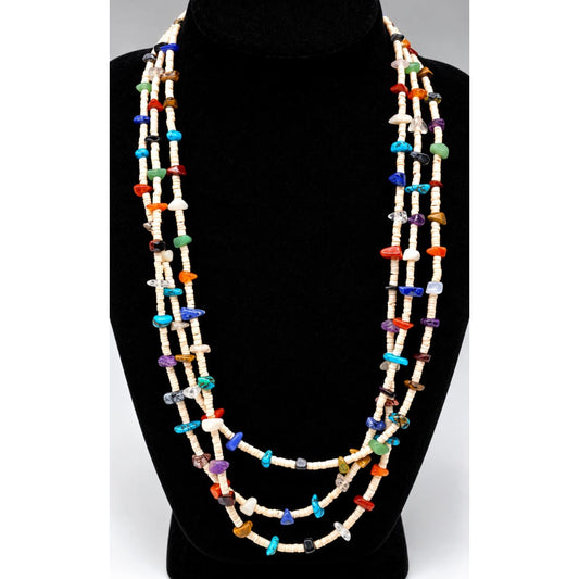 Vintage Kewa Santo Domingo Rolled Clam Shell & Turquoise Spiny Heishi Necklace