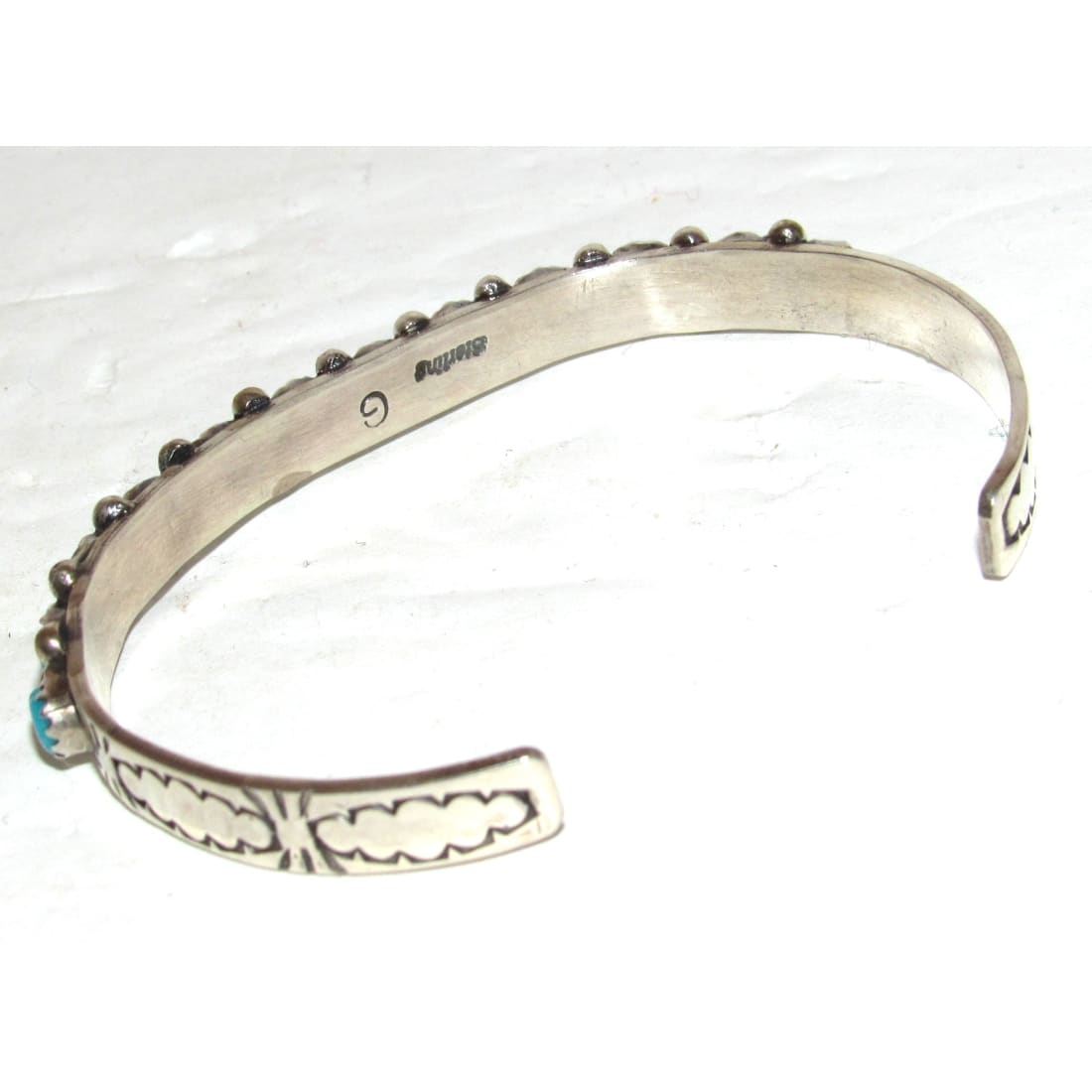 Navajo Kingman Turquoise Stacker Cuff Bracelet Sterling Silver