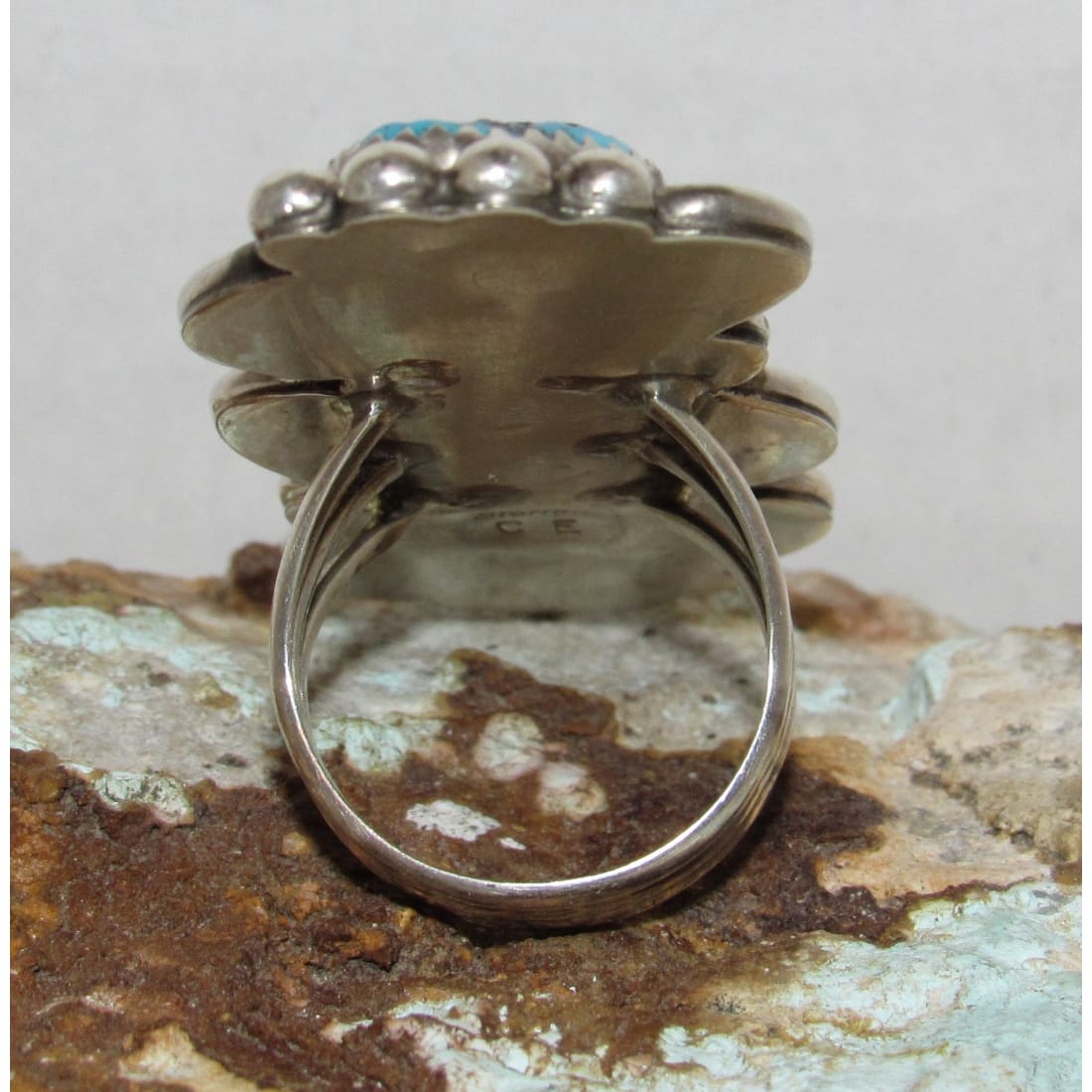 Massive Navajo Kingman Turquoise Ring Size 8.5 Sterling Native American Signed