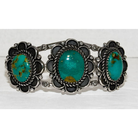 Navajo Royston Turquoise Sterling Cuff Bracelet Native American J Begay