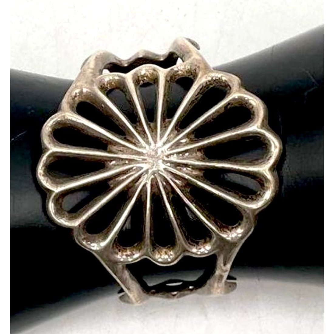 Early Navajo Sterling Silver Sand Cast Cuff Bracelet Vintage