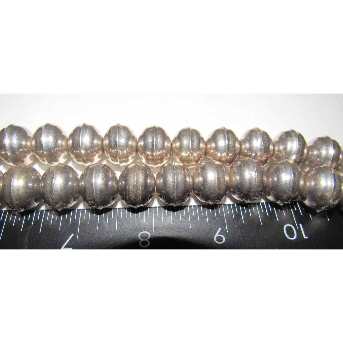 Early Navajo Pearls Necklace Hand Made Beads Sterling Silver 100g