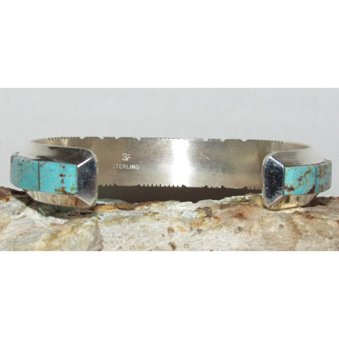 Navajo Number 8 Turquoise Inlay Cuff Bracelet Steve Francisco