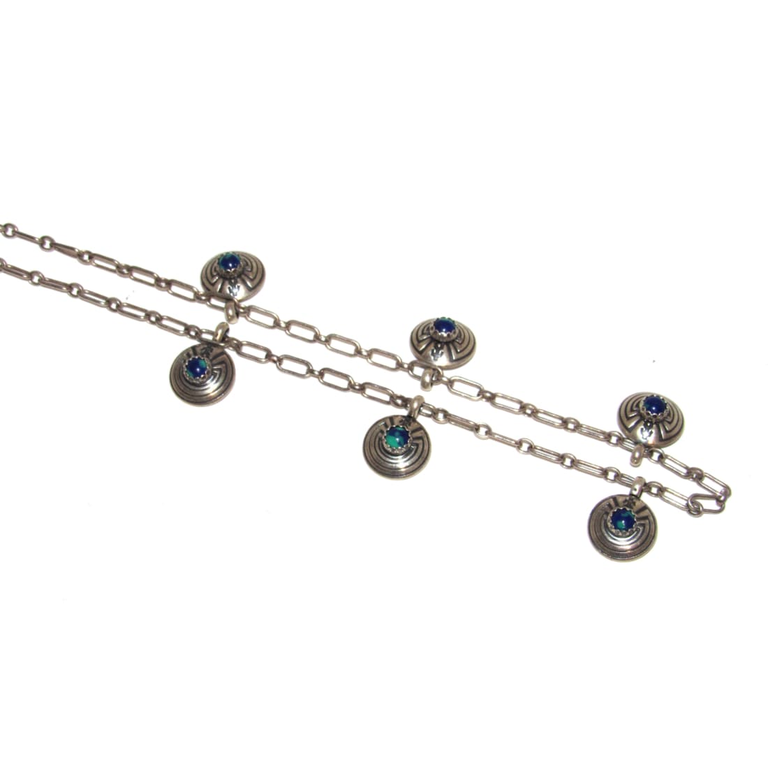 Vintage Mexican Sterling Silver Azurite Charm Necklace