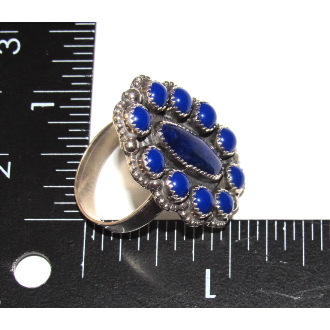 Navajo Lapis Lazuli Cluster Ring Size 10 Sterling Silver Native American