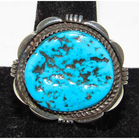 Navajo Kingman Turquoise Ring Size 9 Sterling Silver J. Begay Native American