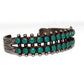 Old Pawn Zuni Snake Eye Turquoise Double Row Cuff Bracelet Sterling Silver