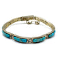 Navajo Turquoise Inlay Link Bracelet Sterling Silver Calvin Begay