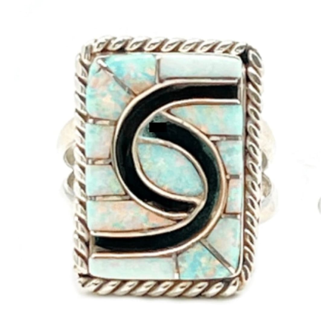 Zuni Opal Inlay Ring Size 8 Sterling Silver Amy Quandelacy Native