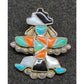 Old Pawn Zuni Knifewing Kachina Pin Pendant Sterling Silver Turquoise Coral MOP