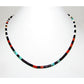 Navajo Rolled Jet,Turquoise Coral Heishi Choker Necklace Native American 18"L