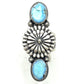 Navajo Golden Hills Turquoise Statement Ring Sz 9.5 Sterling Silver Sam Yellowhair