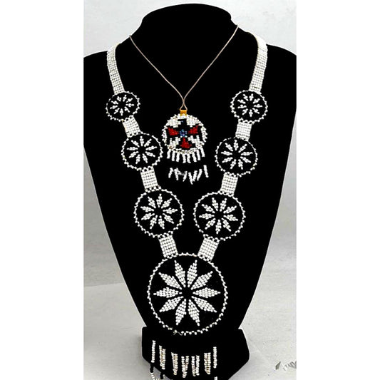 Vintage Native American Beaded Medallion Necklaces - Plains Indigenous Artist