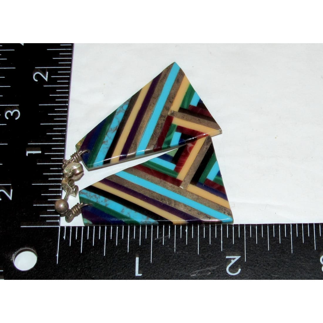 Vintage Santo Domingo Kewa Multi-Stone Inlay Earrings - Crespin Family