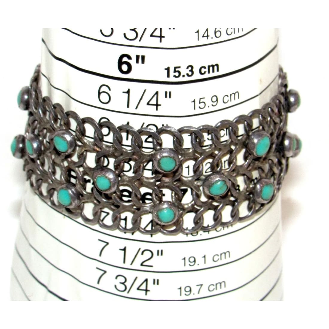 Rare Vintage Mexico 925 Sterling Silver & Turquoise Chainmail Set - Necklace & Bracelet
