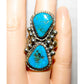 Navajo Kingman Turquoise Statement Ring Sz 7 Sterling Silver Signed