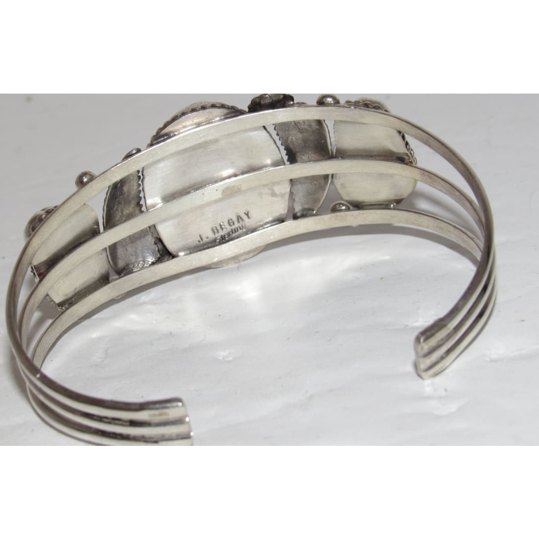 Navajo Royston Turquoise Coral Cuff Bracelet Sterling Silver J Begay