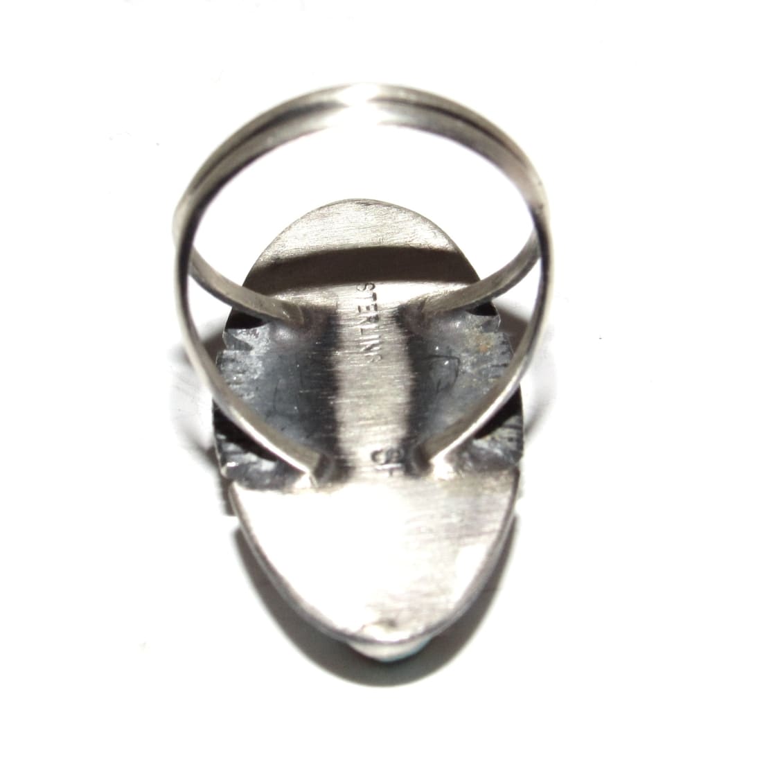 Navajo Number 8 Turquoise Inlay Ring Sz 7.5 Sterling Silver Steve Francisco