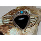 Navajo Cuff Bracelet Onyx Turquoise Sterling Silver Native American S. Yazzie