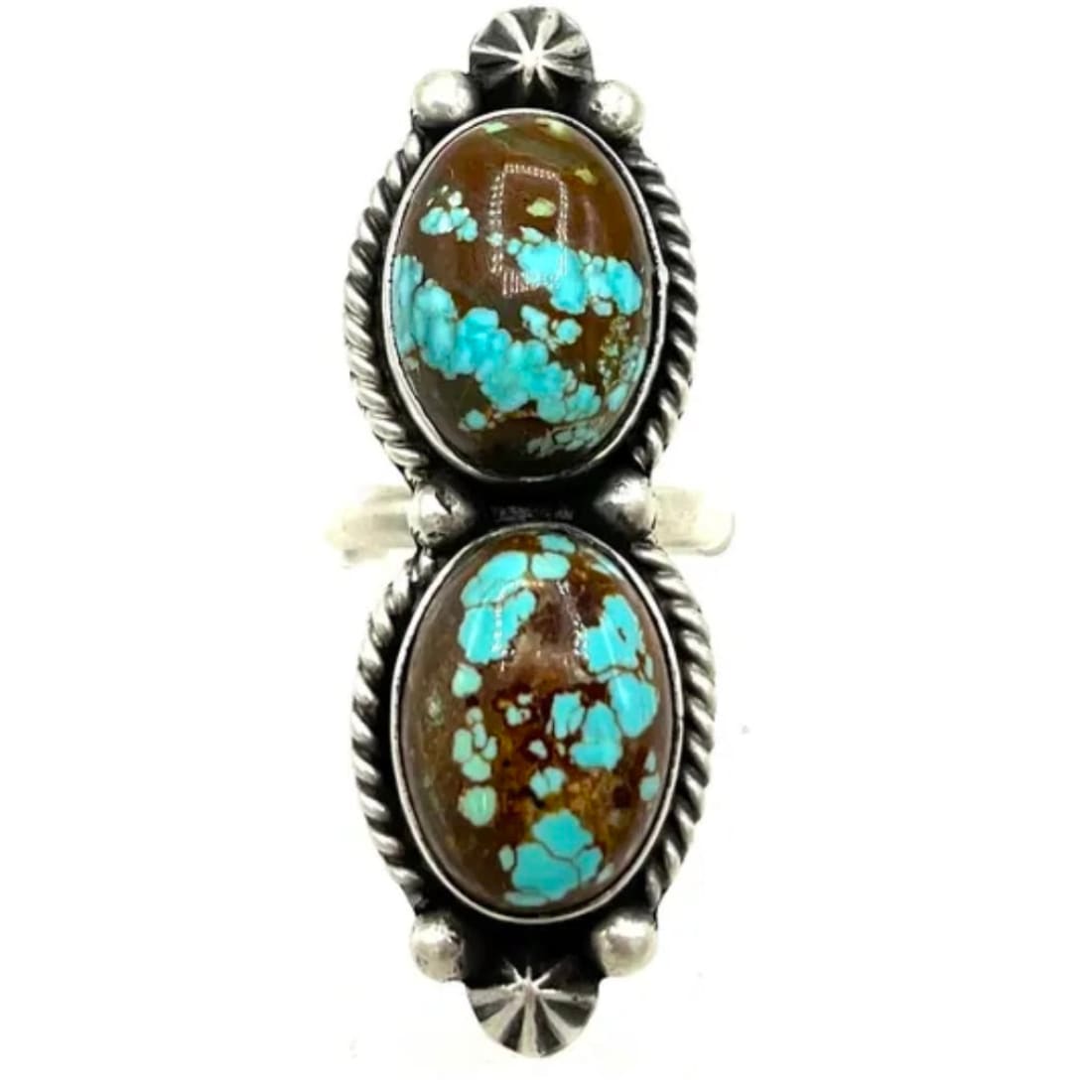 Navajo Number 8 Turquoise Statement Ring Sz 8 Adjustable Sterling Silver J Dixon