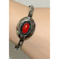 Old Pawn Navajo Coral Stacker Cuff Bracelet Sterling Silver