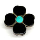 Vintage Zuni Flower Inlay Pin Pendant Brooch Turquoise Jet Sterling Silver