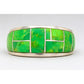 Navajo Green Gaspeite Cobble Inlay Ring Sz 7 Sterling Silver E Yazzie