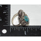 Navajo Number 8 Blossom Turquoise Ring Size 8.5 Sterling Silver Signed