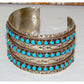 Zuni Sleeping Beauty Mine Snake Eye Turquoise Cuff Bracelet Sterling Signed