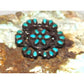 Old Pawn Zuni Turquoise Cluster Pin Sterling Silver Brooch