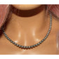 6mm Navajo Pearls Necklace Sterling Silver Stamped Beads Choker Necklace 18"L